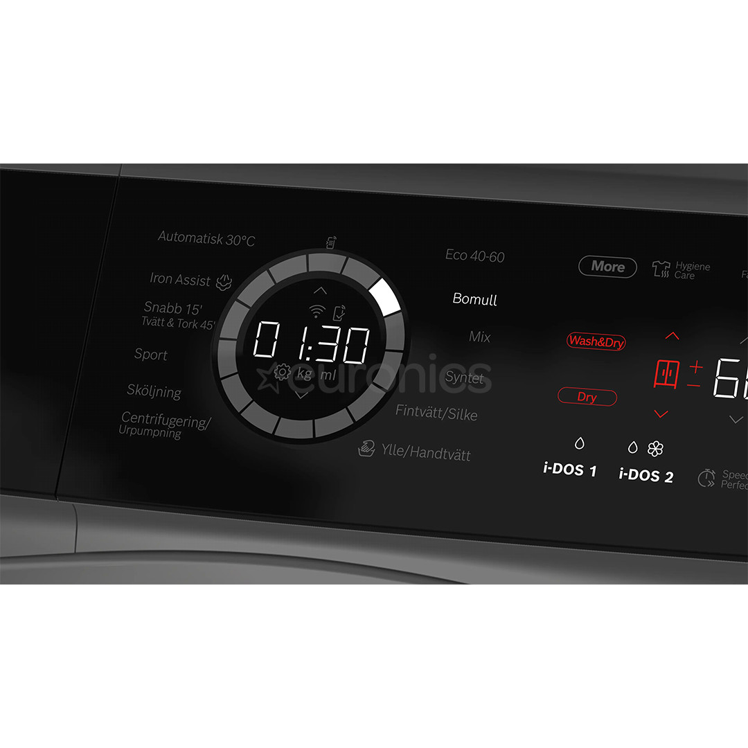 Bosch, Series 8, i-Dos, 10,5 кг/6 кг, глубина 62,2 см, 1400 об/мин, серый - Стирально-сушильная машина