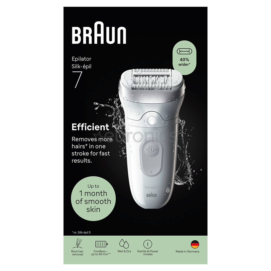 Braun Silk epil 7, Wet & Dry, balta/pelēka - Epilators