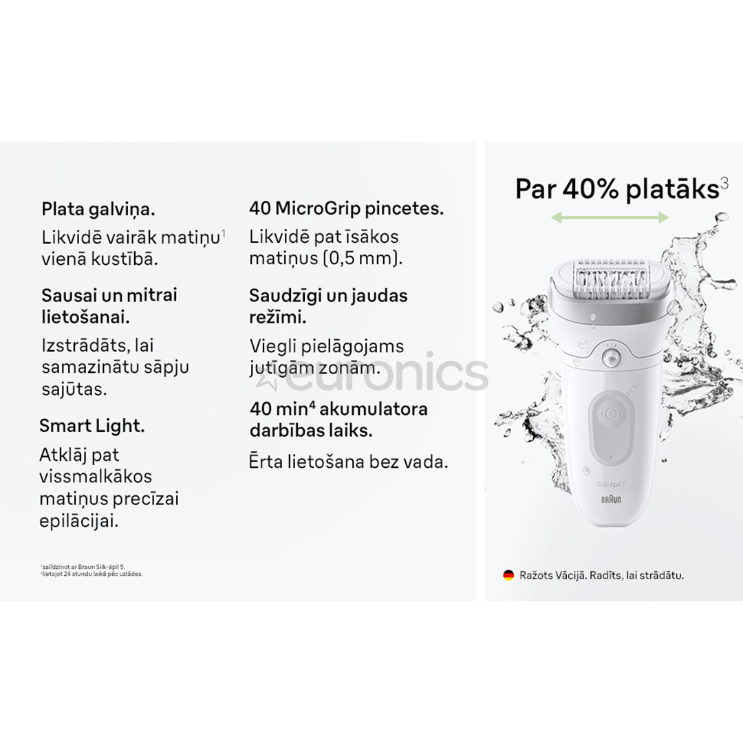 Braun Silk epil 7, Wet & Dry, balta/pelēka - Epilators