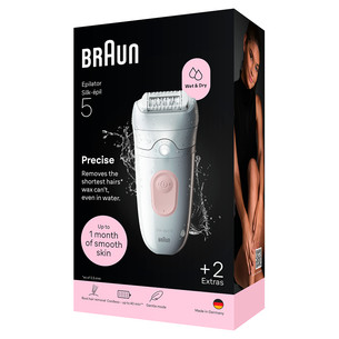 Braun Silk epil 5, Wet & Dry, balta/rozā - Epilators