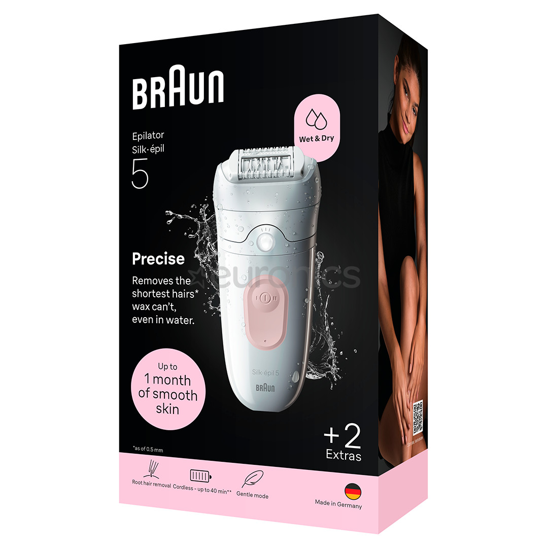 Braun Silk epil 5, Wet & Dry, balta/rozā - Epilators