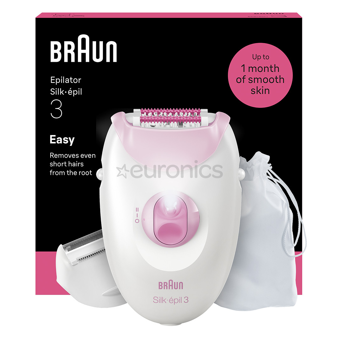 Braun Silk epil 3, balta/rozā - Epilators