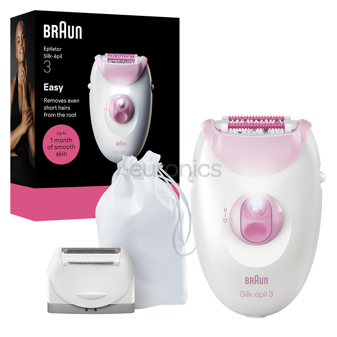 Braun Silk epil 3, balta/rozā - Epilators