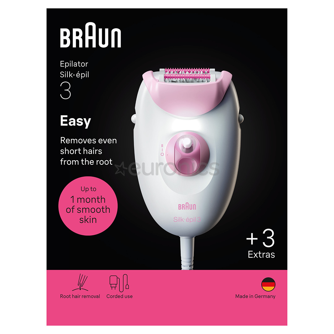 Braun Silk epil 3, balta/rozā - Epilators