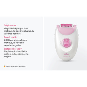 Braun Silk epil 3, balta/rozā - Epilators