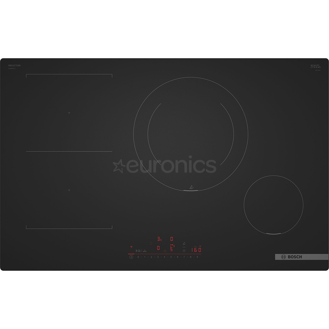 Bosch, Series 6, frameless, width 80.2 cm, black - Built-in induction hob