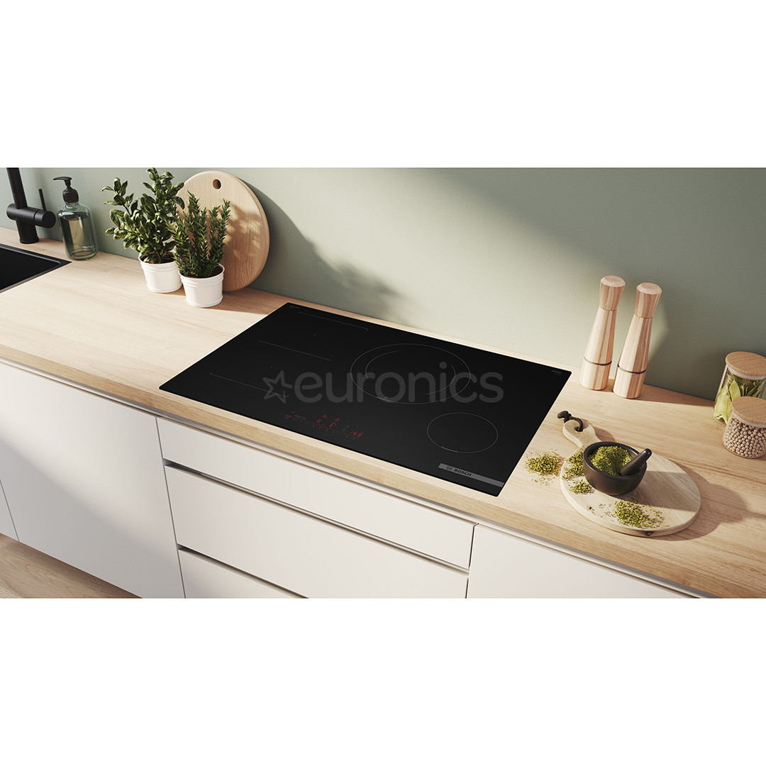 Bosch, Series 6, frameless, width 80.2 cm, black - Built-in induction hob