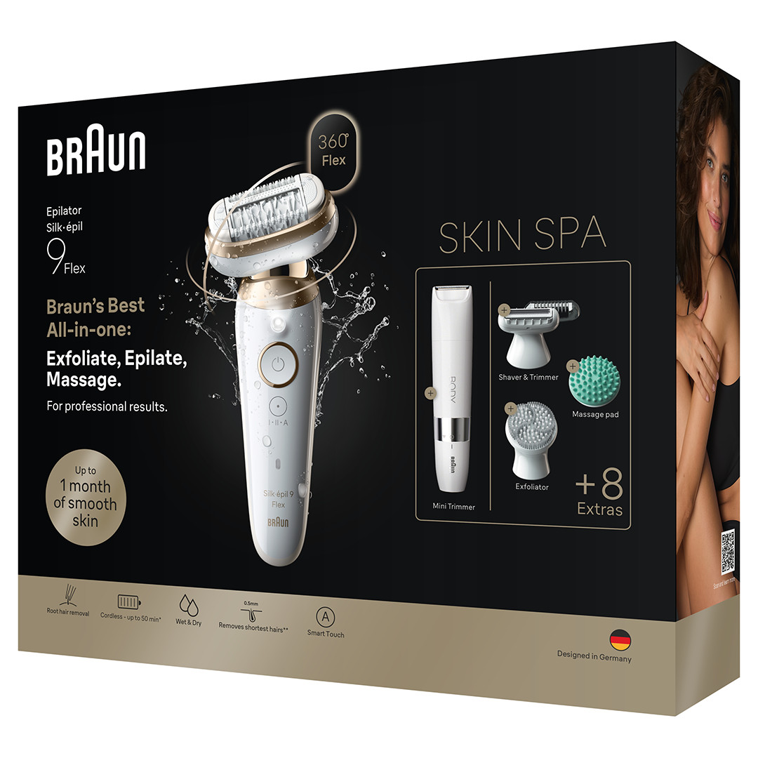 Braun Silk épil 9 Flex SkinSpa, Wet & Dry, white - Epilator