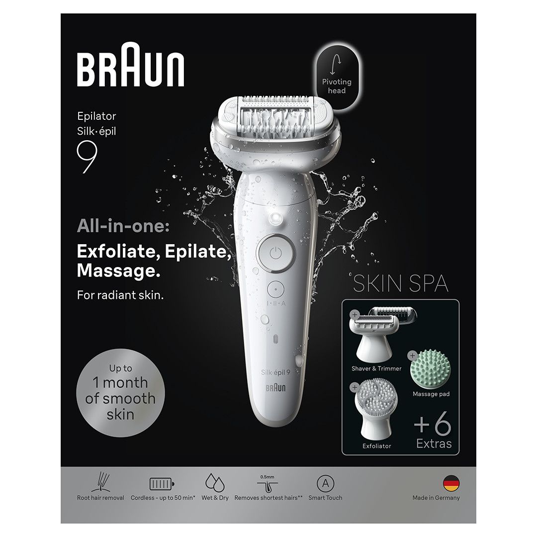 Braun Silk épil 9, Wet & Dry, white - Epilator