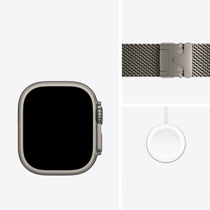 Apple Watch Ultra 4, 49 mm, Titanium Milanese Loop, S, dabīga titāna - Viedpulkstenis