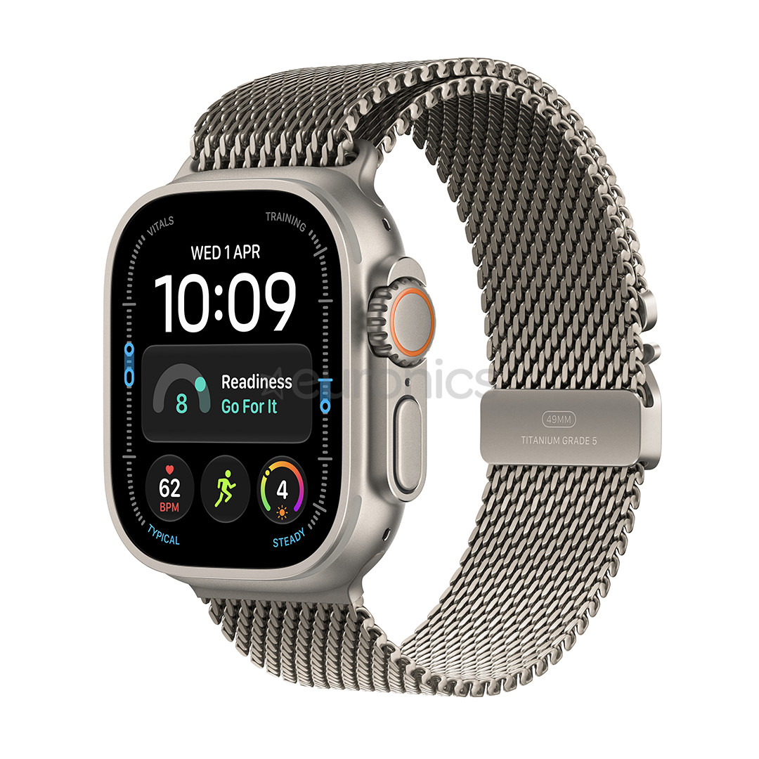 Apple Watch Ultra 4, 49 mm, Titanium Milanese Loop, M, dabīga titāna - Viedpulkstenis