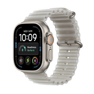 Apple Watch Ultra 4, 49 mm, Ocean Band, dabīga titāna / caurspīdīgi pelēka - Viedpulkstenis MJAD4ET/A