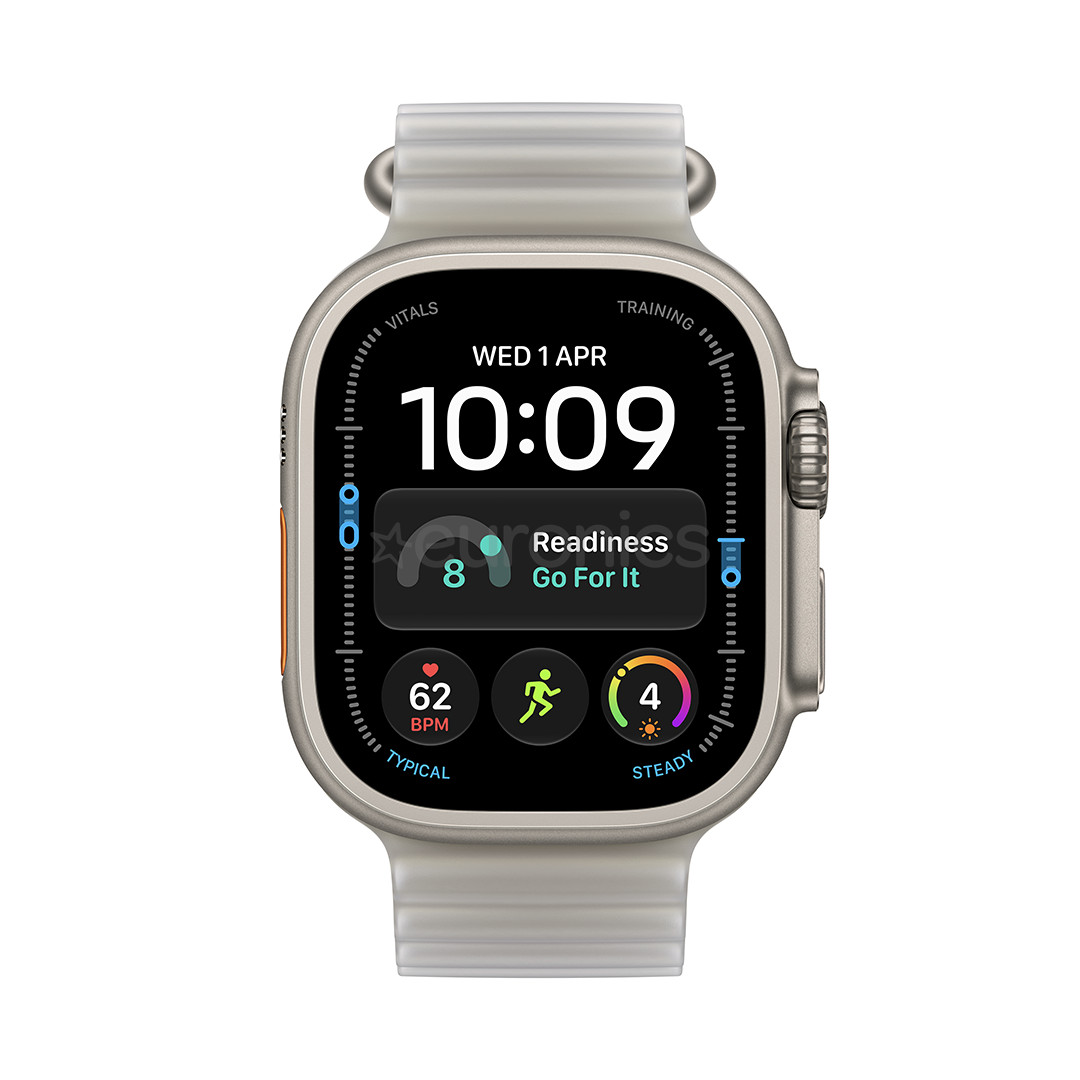 Apple Watch Ultra 4, 49 mm, Ocean Band, dabīga titāna / caurspīdīgi pelēka - Viedpulkstenis