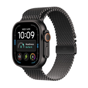 Apple Watch Ultra 4, 49 mm, Titanium Milanese Loop, S, melna titāna - Viedpulkstenis MJAU4ET/A