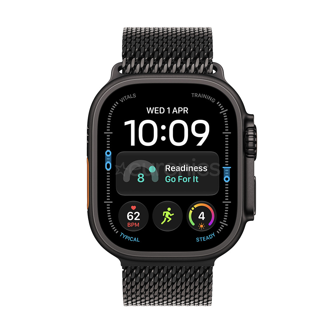 Apple Watch Ultra 4, 49 mm, Titanium Milanese Loop, S, melna titāna - Viedpulkstenis