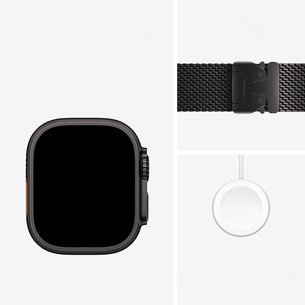Apple Watch Ultra 4, 49 mm, Titanium Milanese Loop, L, melna titāna - Viedpulkstenis