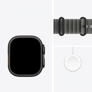 Apple Watch Ultra 4, 49 mm, Ocean Band, melna titāna / caurspīdīgi melna - Viedpulkstenis