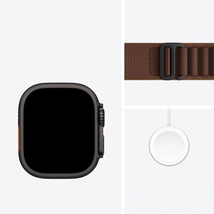 Apple Watch Ultra 4, 49 mm, Alpine Loop, M, melna titāna / brūna - Viedpulkstenis