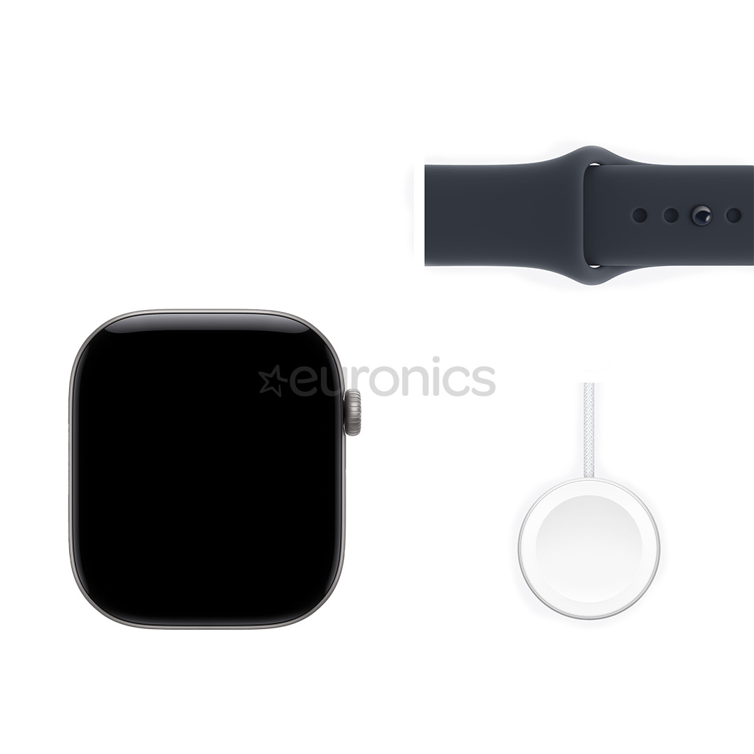 Apple Watch 12, 46 mm, GPS, alumīnijs, sport band, S/M, tumši pelēka / tumši zila - Viedpulkstenis