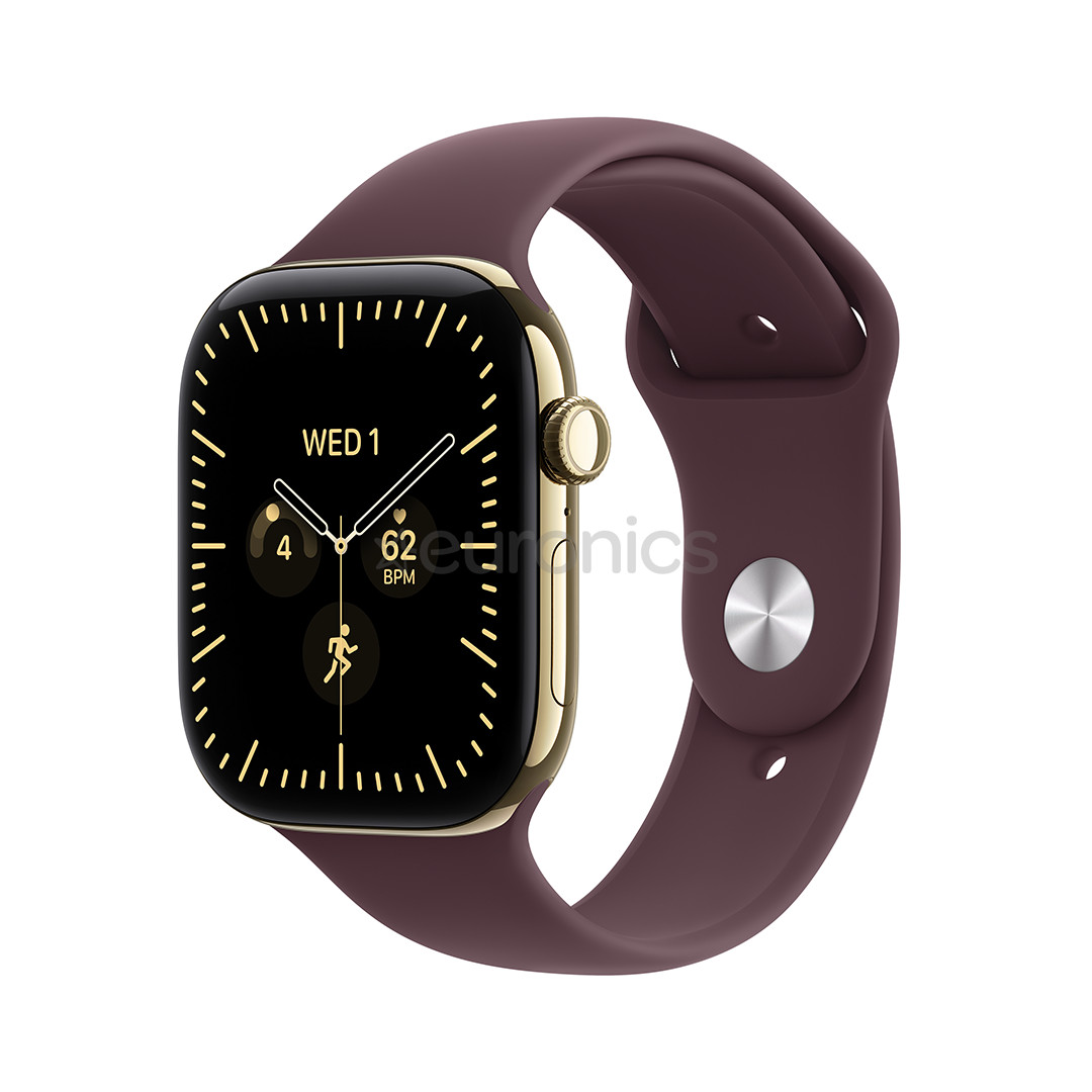 Apple Watch 12, 46 mm, GPS+5G, titāns, sport band, M/L, zelta titans / tumši sarkana - Viedpulkstenis