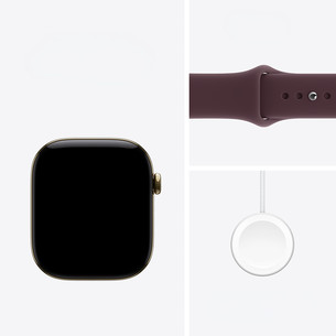 Apple Watch 12, 46 mm, GPS+5G, titāns, sport band, M/L, zelta titans / tumši sarkana - Viedpulkstenis