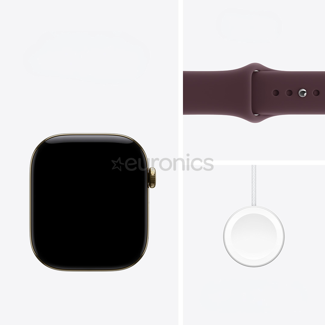 Apple Watch 12, 46 mm, GPS+5G, titāns, sport band, M/L, zelta titans / tumši sarkana - Viedpulkstenis