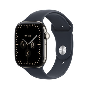 Apple Watch 12, 46 mm, GPS + Cellular, titāns, sport band, S/M, titāna / tumši zila - Viedpulkstenis