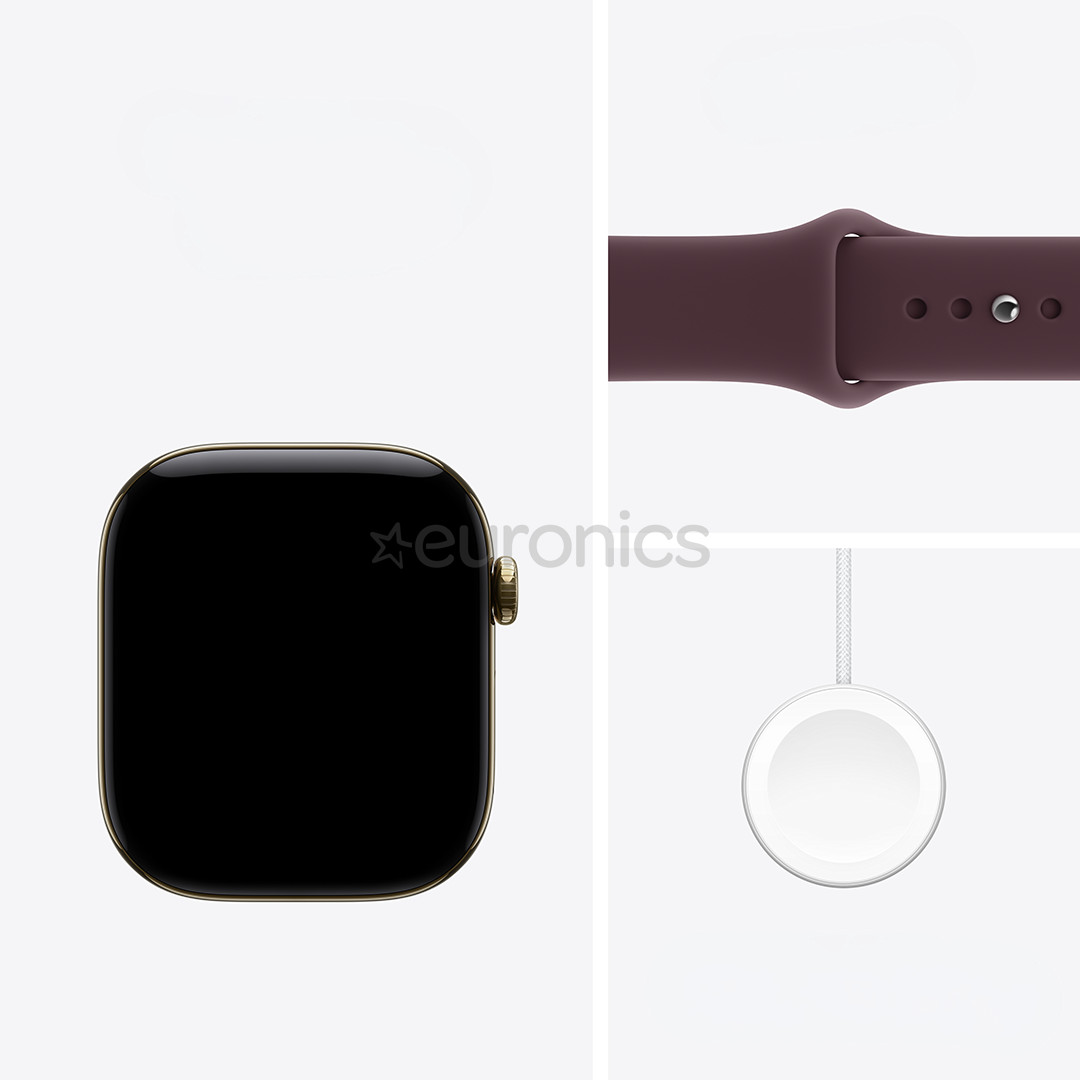 Apple Watch 12, 42 mm, GPS+5G, titāns, sport band, M/L, zelta titāns / tumši sarkana - Viedpulkstenis