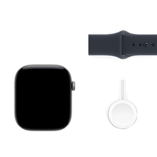 Apple Watch 12, 42 mm, GPS, alumīnijs, sport band, M/L, tumši pelēka / tumši zila - Viedpulkstenis