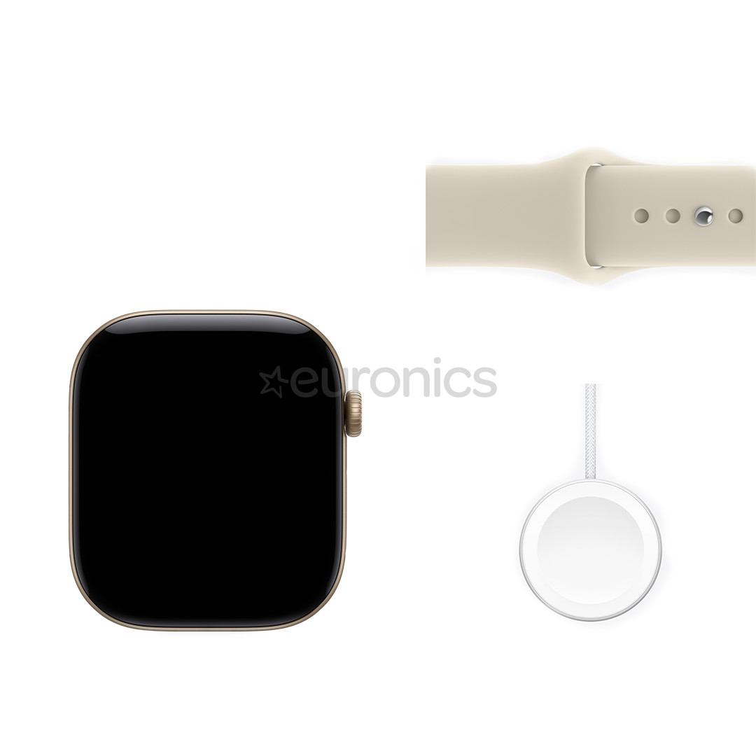 Apple Watch 12, 46 mm, GPS, alumīnijs, sport band, M/L, zelta / bēša - Viedpulkstenis