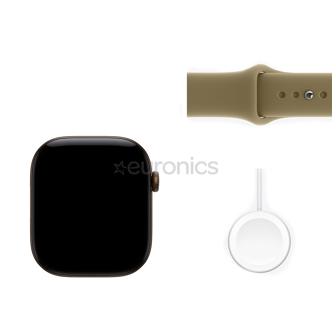 Apple Watch 12, 42 mm, GPS+5G, alumīnijs, sport band, S/M, bronza / brūna - Viedpulkstenis