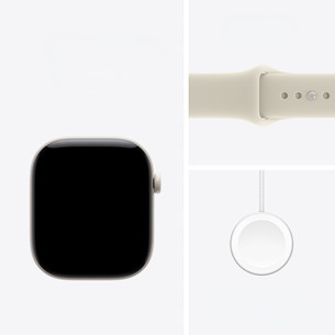 Apple Watch 12, 46 mm, GPS+5G, ceramic, sport band, S/M, white / sand - Smartwatch