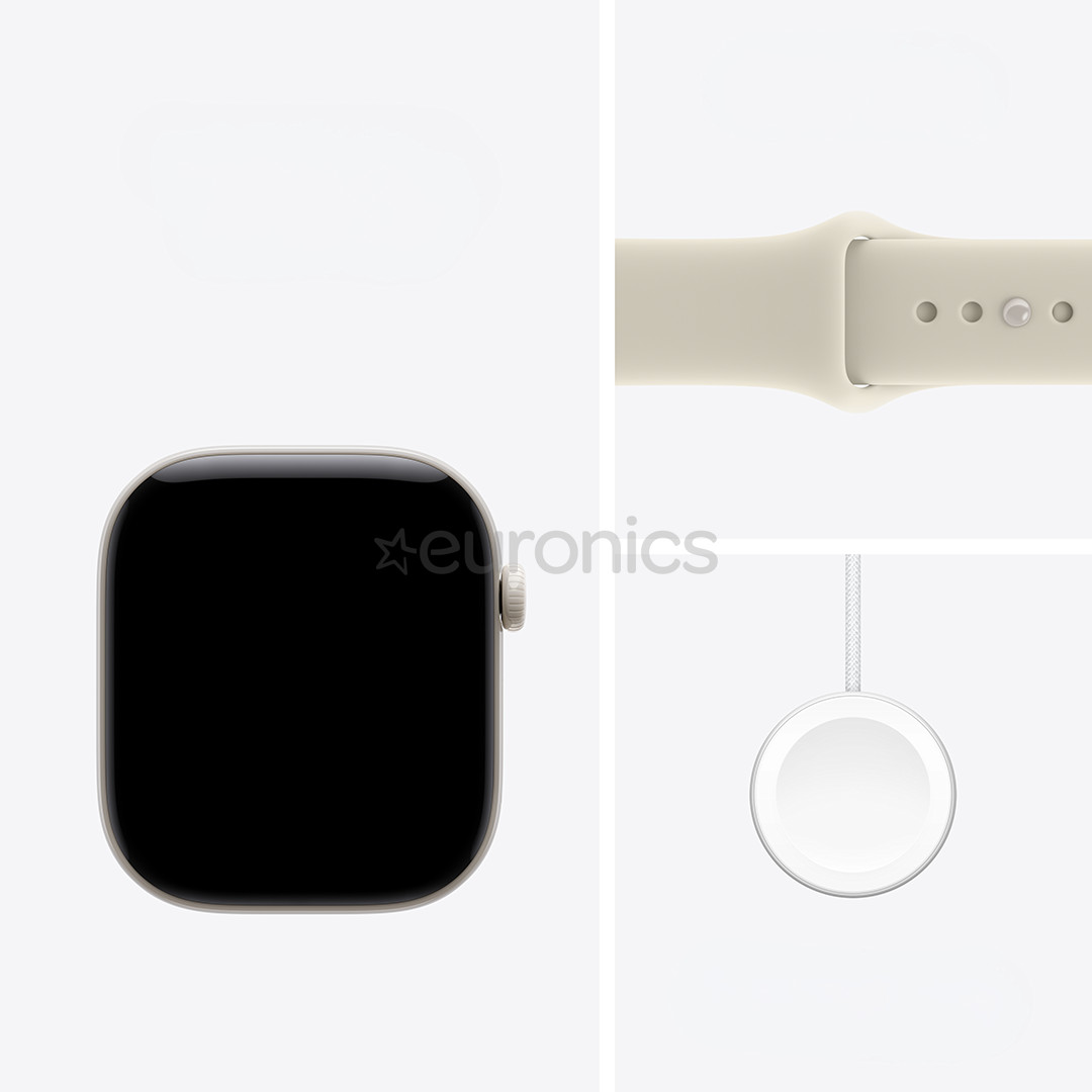 Apple Watch 12, 42 mm, GPS+5G, ceramic, sport band, S/M, white / sand - Smartwatch