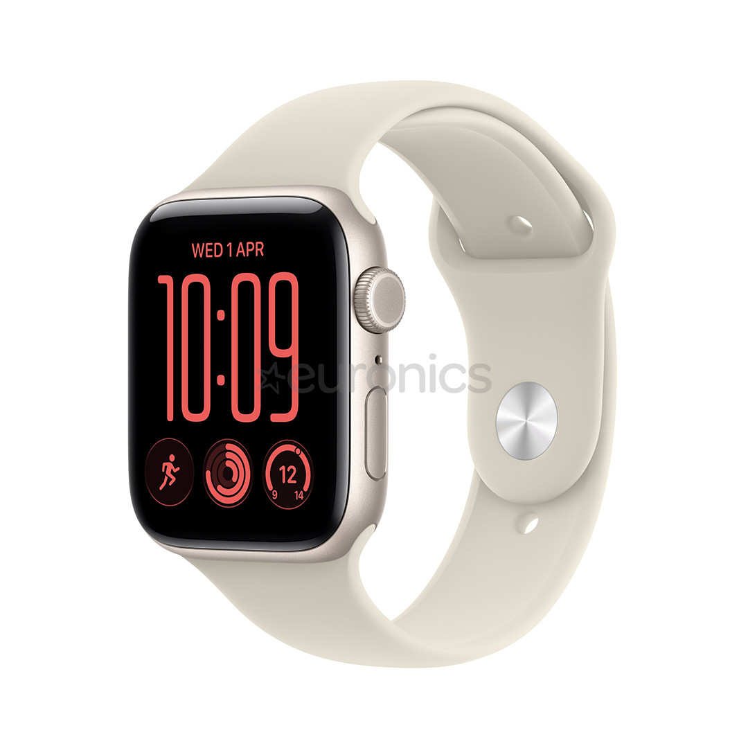 Apple Watch SE 3, 40 mm, GPS + Cellular, sport band, M/L, bēša alumīnija / bēša - Viedpulkstenis