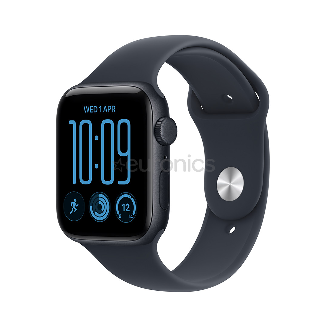 Apple Watch SE 3, 44 mm, GPS + Cellular, sport band, S/M, melna alumīnija / tumši zila - Viedpulkstenis