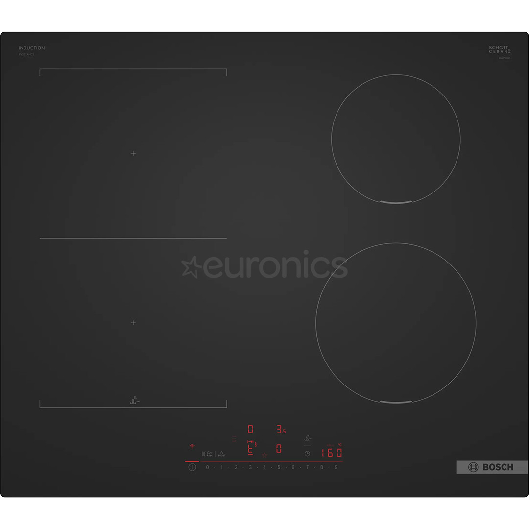 Bosch Series 6, width 59.2 cm, frameless, matte black - Built-in induction hob