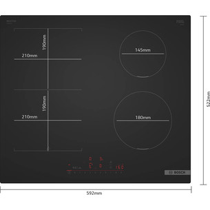 Bosch Series 6, width 59.2 cm, frameless, matte black - Built-in induction hob