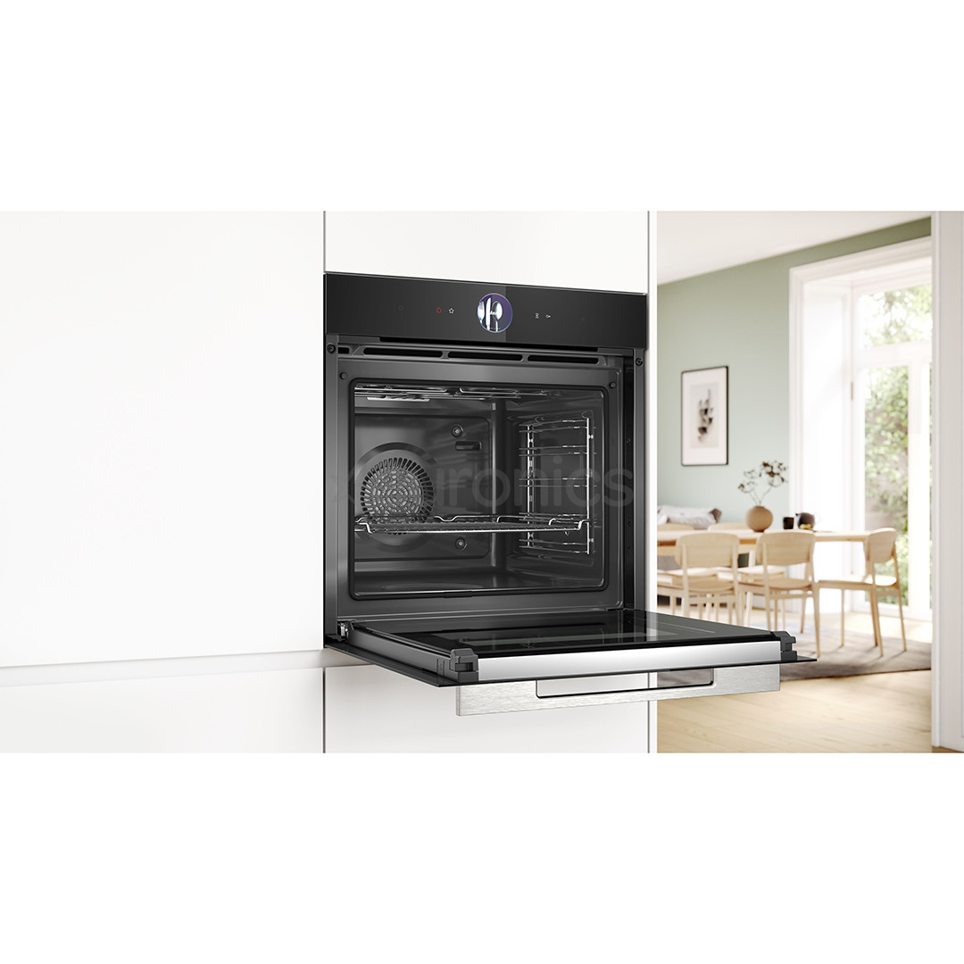 Bosch, Series 8, 71 L, pyrolytic cleaning, black - Built-in oven