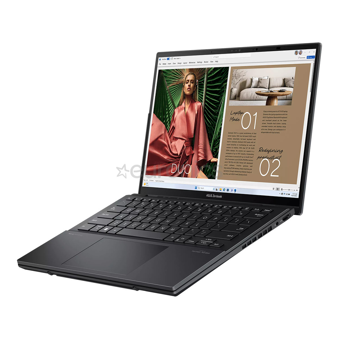 Asus Zenbook Duo OLED, 14'', WUXGA, OLED, Ultra 7, 16 GB, 1 TB, ENG, tumši pelēka - Portatīvais dators