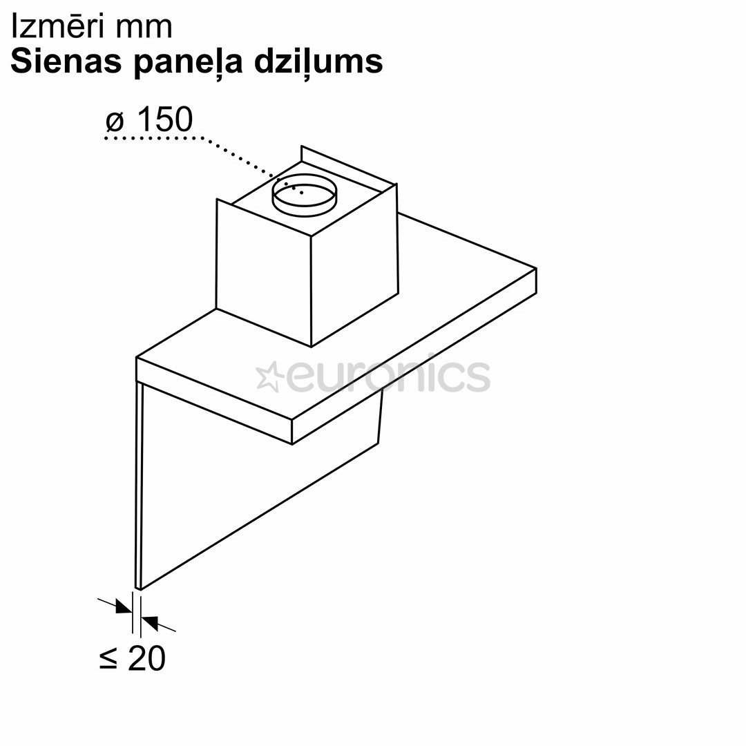 Bosch, Series 2, 399 m³/h, width 59.8 cm, matte black - Cooker hood