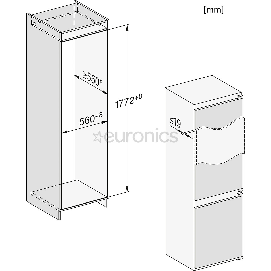 Miele KDN 7724 E Active, NoFrost, 260 L, height 178 cm - Built-in refrigerator