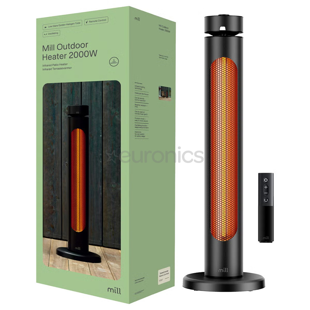 Mill Outdoor heater, 2000 Вт, черный - Инфракрасный обогреватель для террасы