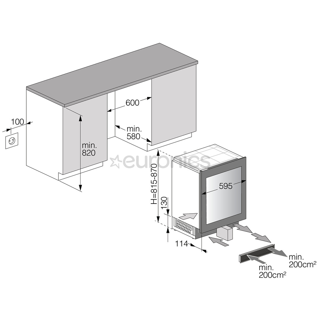 Asko Elements Series 8, 44 бутылки, высота 82 см, черный - Интегрируемый винный шкаф