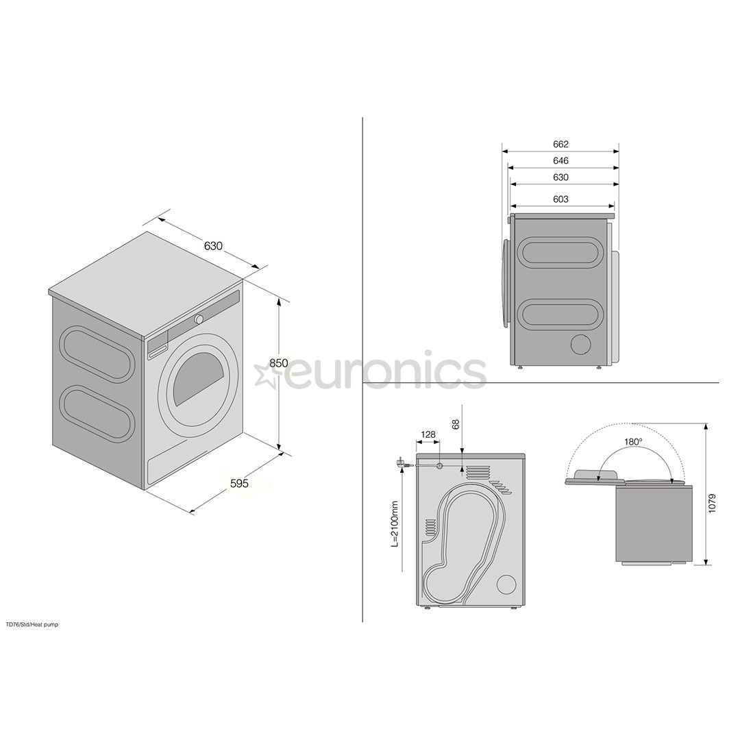 Asko, 9 kg, depth 63 cm - Clothes dryer