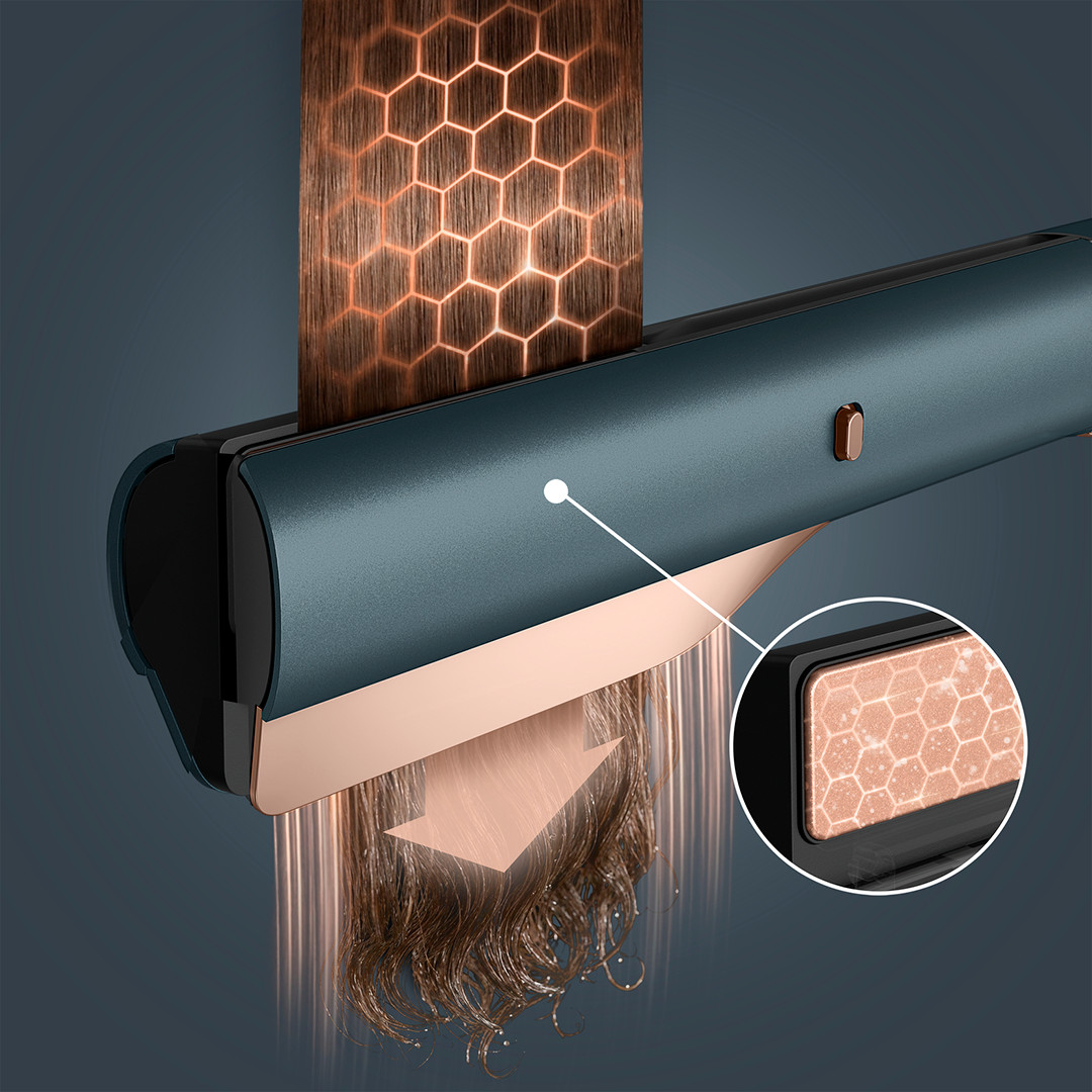 Rowenta Air KeraStraight, 3-in-1, zila/vara - Matu taisnotājs