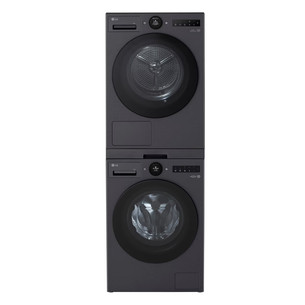 LG, black - Stacking kit with slide-out shelf