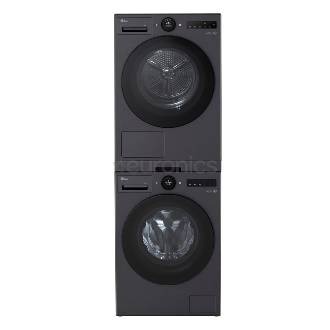 LG, black - Stacking kit with slide-out shelf