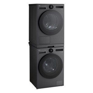 LG, black - Stacking kit with slide-out shelf