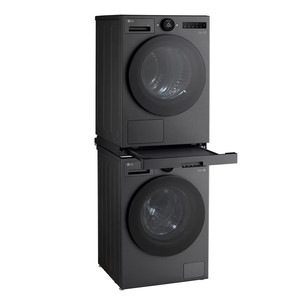 LG, black - Stacking kit with slide-out shelf