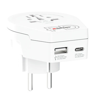Skross World to Europe, USB-A, USB-C, balta - Ceļojuma adapteris